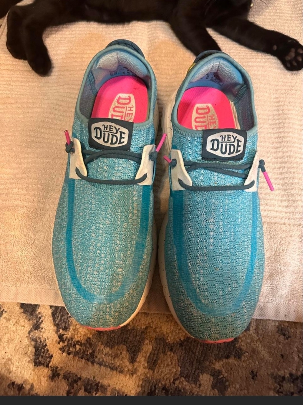 Hey Dude Teal Slip-On Sneakers with Pink Insole